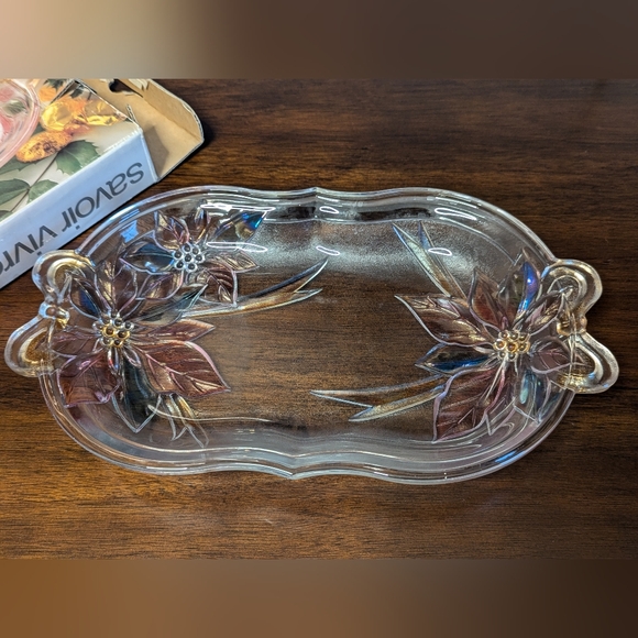 Vintage Poinsettia Christmas Platter In Box - Picture 4 of 8